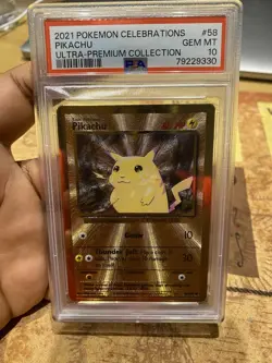 2021 Pokemon Celebrations Pikachu PSA 10 Ultra Premium Collection #58 Gold Metal - Image 1