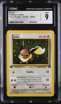 Eevee 55/82 Team Rocket 1st Edition 2000 Pokemon PSA CGC 9 Mint - Image 1