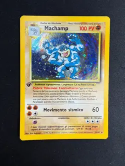 Pokemon Machamp 8/102 Set Base Rara Holo Prima Edizione Wizards ITA Vintage - Image 1