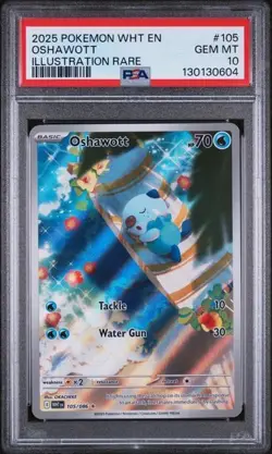 Oshawott 105/086 Illustration Rare IR Pokemon White Flare PSA10 - Image 1