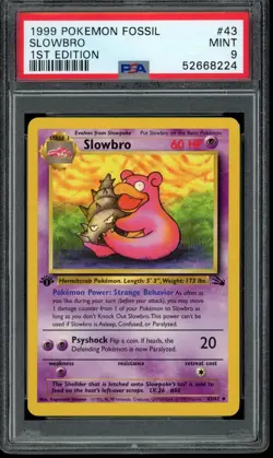 1999 Pokemon Fossil Unlimited 1st Edition Slowbro #43 43/62 PSA 9 Fresh Grade! - Image 1