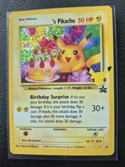 Birthday Pikachu 24 Holo Rare 25th Celebrations Classic - Pokemon Card - MT - Image 1
