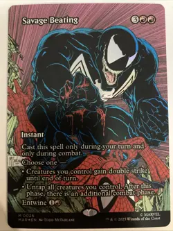Spider-Man Magic The Gathering Savage Beating FOIL M 0026 Borderless MAR - Image 1