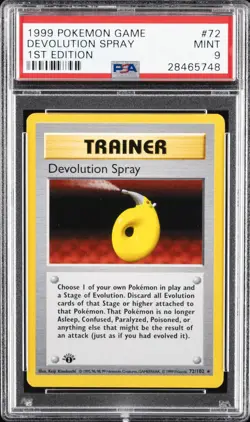 1999 POKEMON BASE SET 1ST EDITION #72 DEVOLUTION SPRAY PSA 9 - Image 1