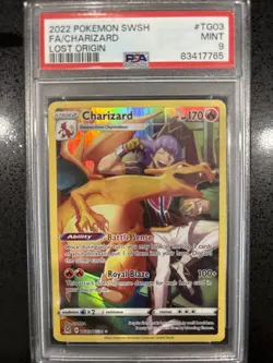 2022 POKEMON SWORD & SHIELD LOST ORIGIN #TG03 FULL ART/CHARIZARD PSA 9 - Image 1