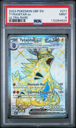 PSA 9 MINT Tyranitar Ex Ultra Rare Pokemon Obsidian Flames 211/197 - Image 1