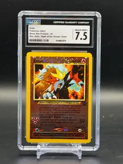 CGC 7.5 NM+ Entei Black Star Promo Reverse Holo 2001 Pokemon #34 - Image 1