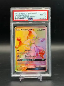 PSA 8 NM/MT Mewtwo GX Full Art Shining Legends Secret Pokemon 76/73 - Image 1