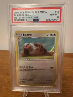 2019 Pokemon Sun & Moon Detective Pikachu #18 - Slaking - HOLO - PSA 8 MINT/NM - Image 1