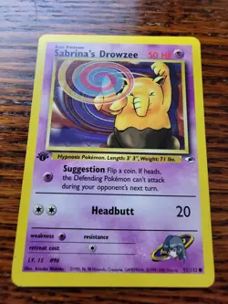 POKEMON SABRINA'S DROWZEE 92/132 1ST EDITION GYM HEROES LP - Image 1