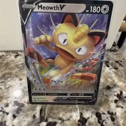 Meowth V swsh004: Sword & Shield Black Star Promo Pokemon Holo Card | NM - Image 1