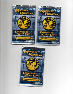 LOT OF 3 Monster Rancher 1st Edition Card Game Booster Pack Artbox 11 CARDS PER - Image 1