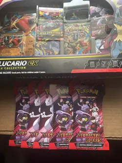 Pokemon Lot - Mega Lucario ex Figure Collection Plus 21 Destined Rivals Packs - Image 1
