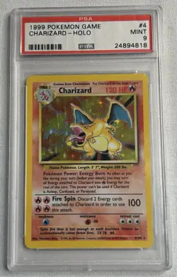 1999 Pokemon Game Charizard Base Set Hologram 4/102 PSA 9 Mint #24894818 - Image 1
