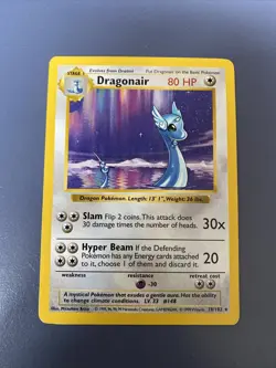 Shadowless Dragonair 18/102 Rare Base Set Pokemon Card Collectible - Image 1