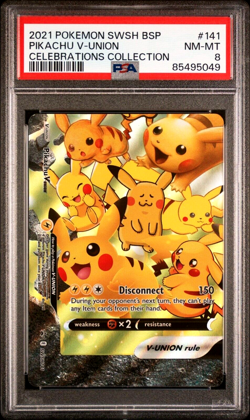 Full Set of 4 PSA 9 8 Pikachu V-Union 2021 Pokemon Celebrations 139 140 141 142 - Image 2