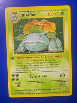 Pokemon BISAFLOR - 15/102. 1. Edition Holo - Base Set Deutsch (Fanmade) - Image 3