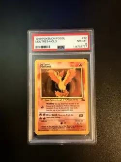 PSA 8 Moltres Fossil 12/62 Pokemon TCG Holo Rare WOTC Vintage 1999 NM-MT - Image 1