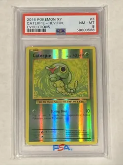 2016 Pokemon Evolutions Caterpie Reverse Foil Card Psa 8!!! - Image 1