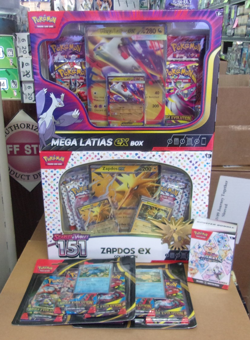 POKEMON MEGA LATIAS +151 ZAPDOS + PRISMATIC BUNDLE + (2) MEGA BLISTERS - Image 1