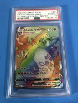 2020 Pokemon Champion's Path CHARIZARD Vmax Rainbow Rare 74/73 PSA 10 MINT 🔥🌈 - Image 3