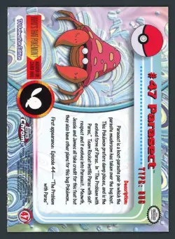 NM Parasect Topps Chrome #47 Animation Series 2 Holo Pokemon Card B23 - Image 2