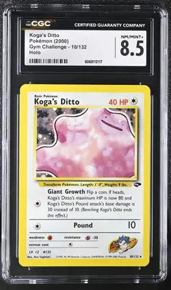 CGC 8.5 Koga's Ditto 2000 Gym Challenge 10/132 Holo Pokemon Card - Image 1