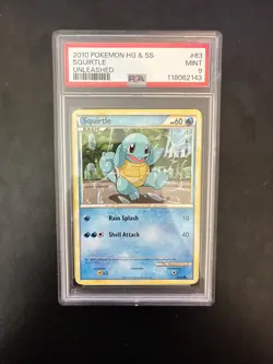 Squirtle 63/95 - Common - NON-HOLO - HGSS Unleashed - 2010 Pokemon CARD PSA 9 - Image 1