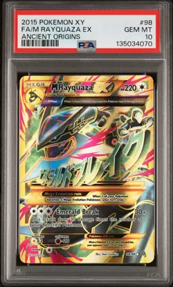 PSA 10 GEM MINT M Rayquaza 98/98 Ancient Origins Secret Rare Holo Pokemon Card - Image 1