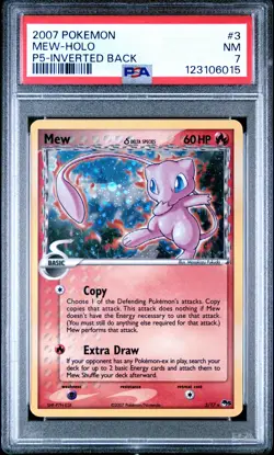 2007 POKEMON POP SER 5 INVERTED BACK #3 MEW-HOLO PSA 7 - Image 1