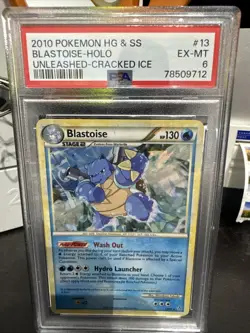 Blastoise - (Cracked Ice Holo) 13/95 2010 Pokemon HeartGold SoulSilver PSA 6 - Image 1