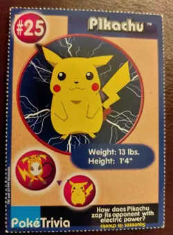 Pikachu #25 Burger King Exclusive Mewtwo Strikes Back PokeTrivia 1999 Pokemon - Image 1