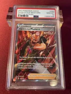 Single Strike Style Mustard (Full Art)- Pokemon Card (PSA 10) 163/163 Gem Mint - Image 1