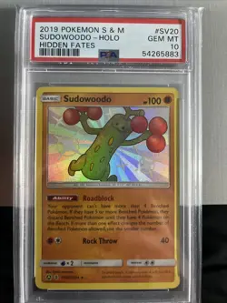 PSA 10 GEM MINT Sudowoodo SV20/SV94 Hidden Fates Holo Rare Pokemon Card - Image 1