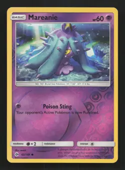 Pokemon Card Mareanie Sun & Moon Reverse Holo Rare 62/149 Near Mint - Image 1