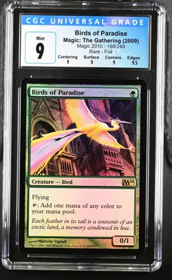 BIRDS OF PARADISE 2010 Core Set Foil Rare CGC 9 Q+ MTG [Nostalgium] - Image 1