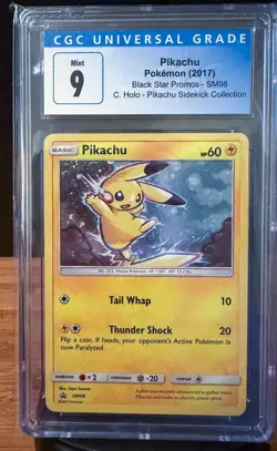 PIKACHU 2017 POKEMON SM98 BLACK STAR PROMO SIDEKICK COLLECTION CGC 9 - Image 1
