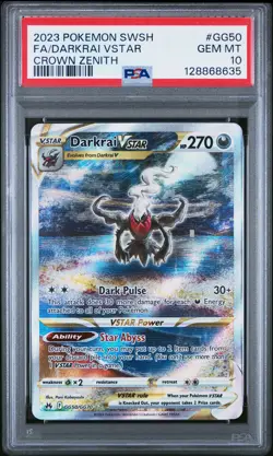2023 POKEMON SWORD & SHIELD CROWN ZENITH #GG50 FULL ART/DARKRAI VSTAR PSA 10 - Image 1