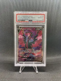 2021 Pokemon Sword & Shield Chilling Reign Fa Galarian Moltres V #176 PSA 10 - Image 1