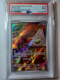 PSA 9 Mint Pokemon Scarlet Violet Base Drowzee Illustration Rare #210 - Image 1