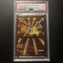 Pokemon 2021 Celebrations Ultra Premium Collection Gold Metal Charizard #4 PSA 9 - Image 1