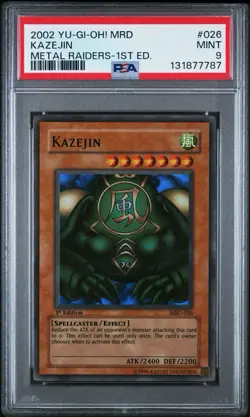 2002 Yu-Gi-Oh Kazejin Metal Raiders MRD 1st Edition Super Rare PSA 9 - Image 1
