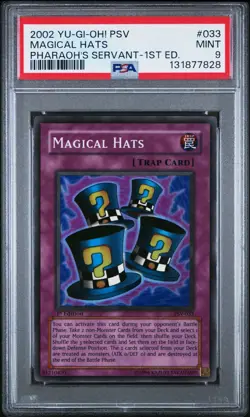 2002 Yu-Gi-Oh! Magical Hats Pharaoh's Servant PSV 1st Edition Super Rare PSA 9 - Image 1
