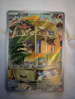 Pokemon TCG Litten Full Art Holo Card 167/162 Temporal Forces Illustration Rare - Image 1
