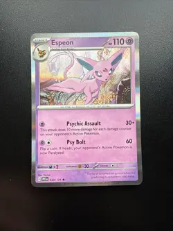 FREE SHIPPING Pokemon TCG Espeon Card 33/131 Prismatic Evolutions 2025 Holo NM - Image 1