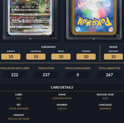 Pokemon Graded Card - Leafeon VSTAR 210/172 - Japanese - Ace Gem Mint 10 (518055 - Image 3