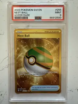 Nest Ball 255/198 Pokemon Scarlet & Violet Base Set Gold Hyper Rare PSA 9 MINT - Image 1