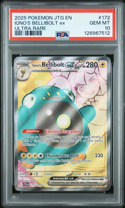 2025 POKEMON JTG EN-JOURNEY TOGETHER ULTRA RARE #172 IONO'S BELLIBOLT EX PSA 10 - Image 1
