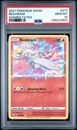 Reshiram Amazing Rare Holo PSA 10 Gem Mint 2021 Pokemon Shining Fates 017/072 - Image 1