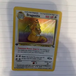 Pokemon Dragonite Fossil Holo Rare First Edition NM - Image 1